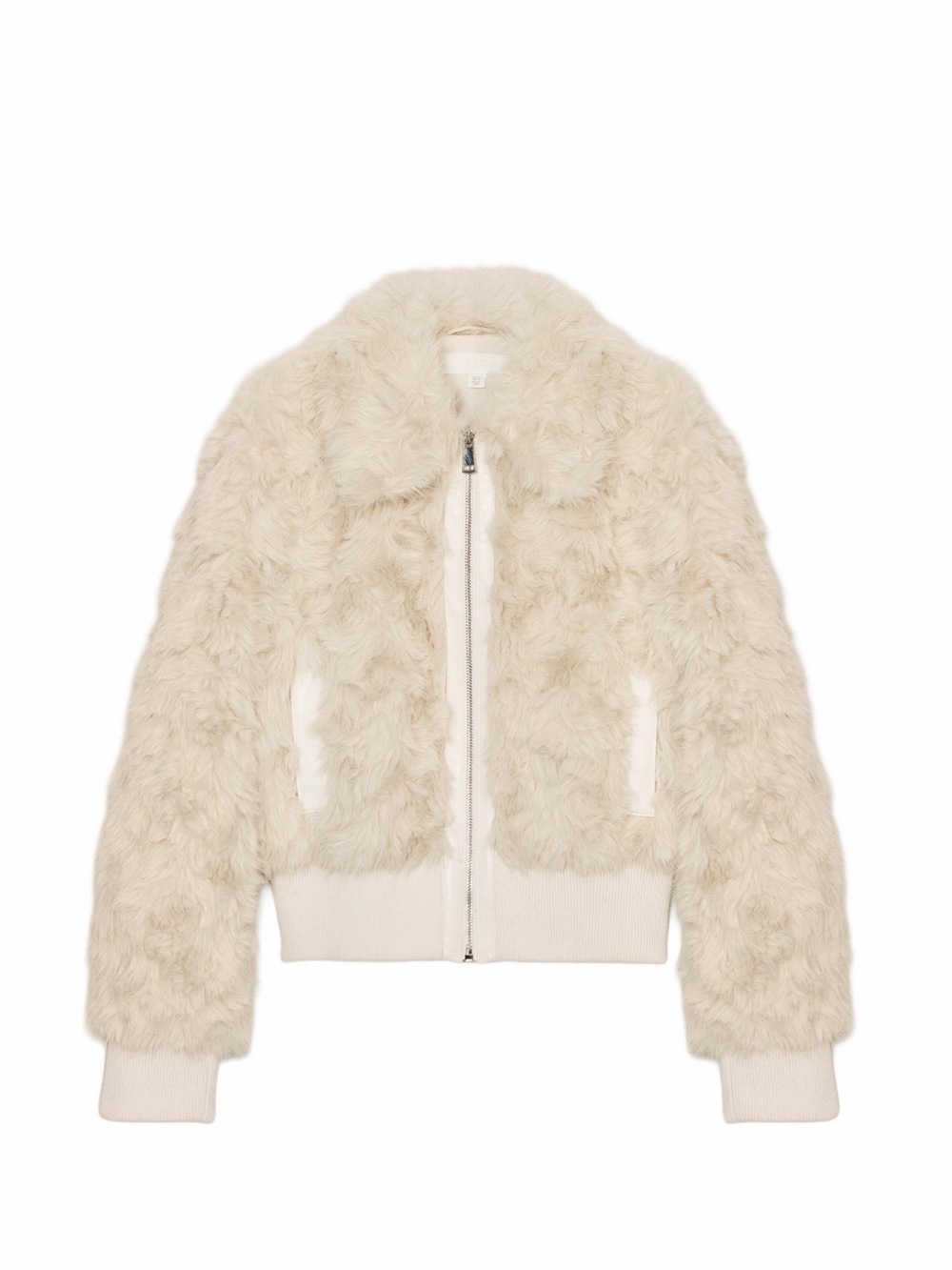 Zara Cream Faux-Fur Bomber Jacket